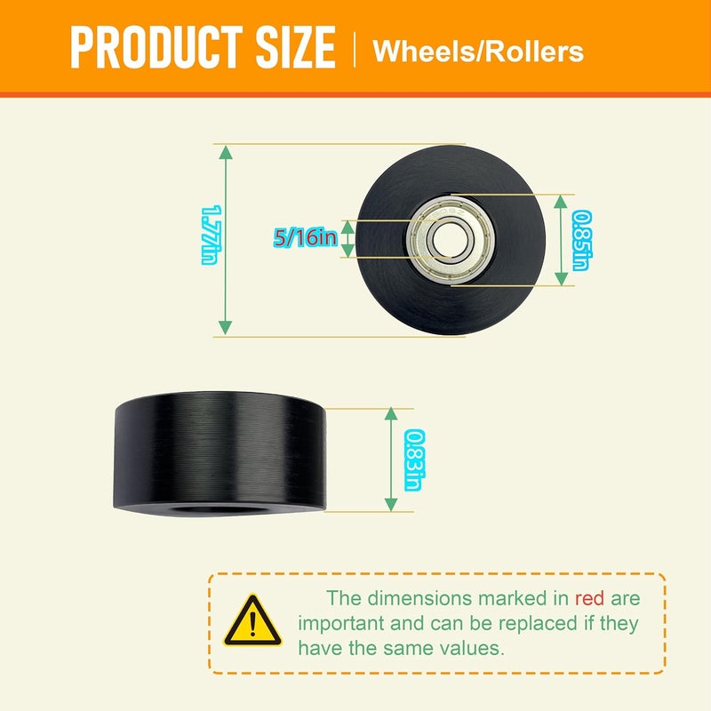 DAFORE Upgraded Machined Wheels/Rollers Compatible with Rowing Machine,Water Rower Seat Attachment,Exercise Machine Parts Accesory,The Bearing Bore Diameter is 5/16 Inch,4Pcs - Image 2
